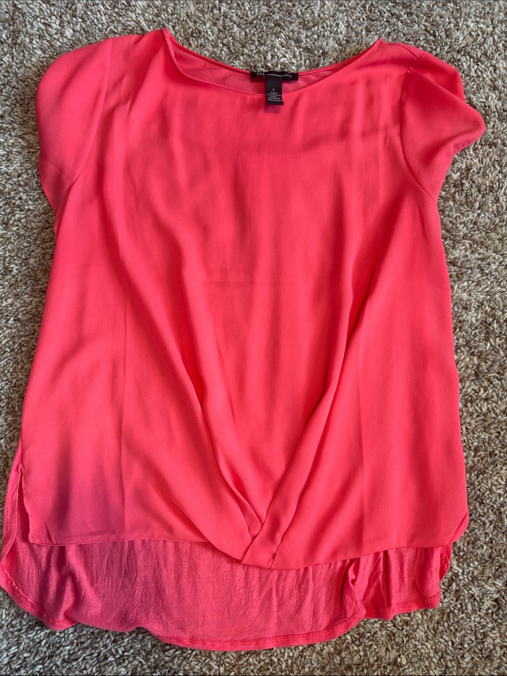 INC International Concepts Coral Twist-Front Blouse
